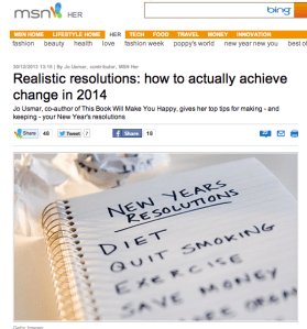 MSN New Year resolutions feature